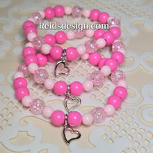 Load image into Gallery viewer, "❤️" Pink beads Heart  ❤️ youth bracelets size 6.5"
