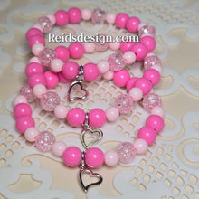 Load image into Gallery viewer, "❤️" Pink beads Heart  ❤️ youth bracelets size 6.5"