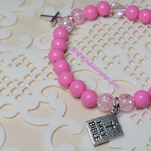 FAITH Acrylic Bead Bracelet  ( size 7.5")