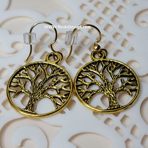 Tree of Life" pendant with 19" leather like cord and earring set