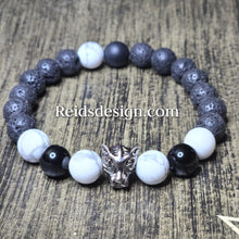 Load image into Gallery viewer, Agate &amp; Howlite Panther Bracelet ( Size 8.5&quot; )