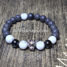 Load image into Gallery viewer, Agate &amp; Howlite Panther Bracelet ( Size 8.5&quot; )