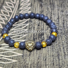 Load image into Gallery viewer, 8mm Lion Bracelet Designed with Lava Beads..( size 8.5&quot; )