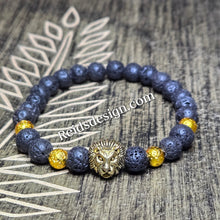 Load image into Gallery viewer, 8mm Lion Bracelet Designed with Lava Beads..( size 8.5&quot; )