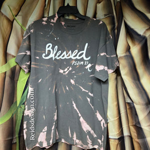 New BLESSED  Hand Painted Made Bleach Tie Dye T-shirt Men Large / Women XL