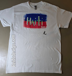 "Haiti" Hand Painted T-Shirts by Reids' Design.  (Size Men M/ Women L)