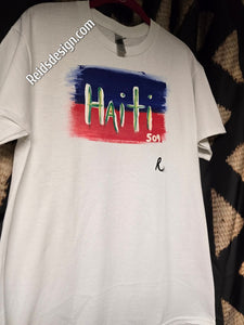 "Haiti" Hand Painted T-Shirts by Reids' Design.  (Size Men M/ Women L)