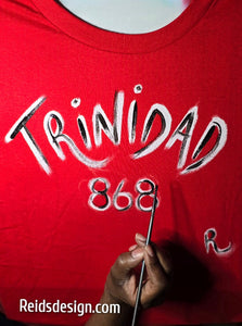 "Trinidad 868 " Hand Painted T-Shirts by Reids' Design.  (Size Men L / Women XL)