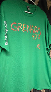 "GRENADA 473 " Hand Painted T-Shirts by Reids' Design.  (Size Men XL / Women 1XL)