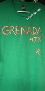 "GRENADA 473 " Hand Painted T-Shirts by Reids' Design.  (Size Men XL / Women 1XL)