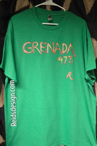 "GRENADA 473 " Hand Painted T-Shirts by Reids' Design.  (Size Men XL / Women 1XL)