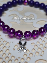 Load image into Gallery viewer, HOPE Purple 8mm Glass and Acrylic Beaded Bracelet ( size 7.5&quot;)