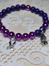 Load image into Gallery viewer, HOPE Purple 8mm Glass and Acrylic Beaded Bracelet ( size 7.5&quot;)