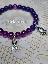 Load image into Gallery viewer, HOPE Purple 8mm Glass and Acrylic Beaded Bracelet ( size 7.5&quot;)