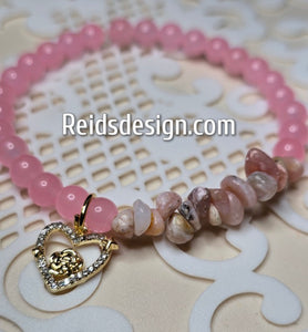 6mm Pink Mountain Jade and Pink Opal chip Beads. Size 7.5"