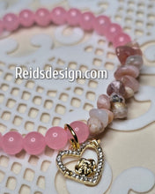 Load image into Gallery viewer, 6mm Pink Mountain Jade and Pink Opal chip Beads. Size 7.5&quot;