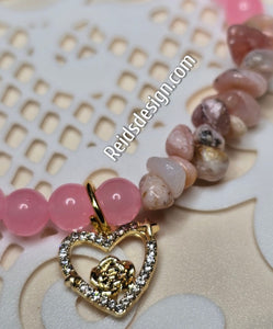 6mm Pink Mountain Jade and Pink Opal chip Beads. Size 7.5"