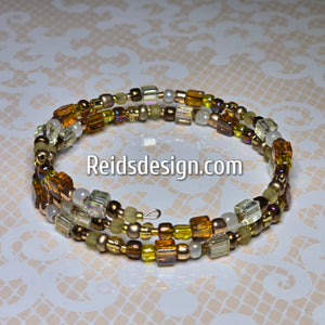 Glass Seed Bead Wrap Bracelet  and Hoop Earrings