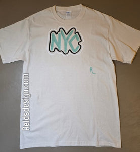 Off white "NYC" t-shirt..... Hand painted By Reids' Design Men Medium/ Women Large