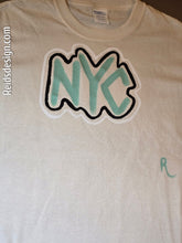 Load image into Gallery viewer, Off white &quot;NYC&quot; t-shirt..... Hand painted By Reids&#39; Design Men Medium/ Women Large