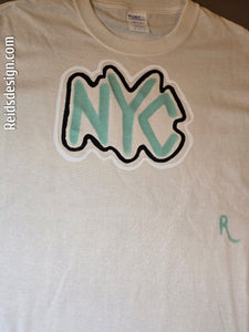 Off white "NYC" t-shirt..... Hand painted By Reids' Design Men Medium/ Women Large