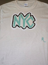 Load image into Gallery viewer, Off white &quot;NYC&quot; t-shirt..... Hand painted By Reids&#39; Design Men Medium/ Women Large