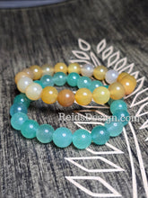 Load image into Gallery viewer, New Green Aventurine and Yellow Agate 8mm Beaded Bracelet Stacked Set (Size 7.5)