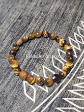 Load image into Gallery viewer, New 8mm Tigereye Faceted Coin Bracelet 7.5 inches