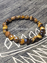 Load image into Gallery viewer, New 8mm Tigereye Faceted Coin Bracelet 7.5 inches