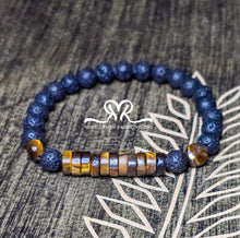 Load image into Gallery viewer, New....8mm Tiger Eye and Lava Beaded Bracelet Set ( sized 8.5")