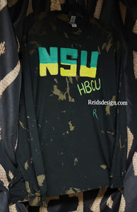 Bleach Tie Dye Hand Painted Long Sleeve "NSU" T-Shirt by Reids' Design Men XL / Women 2X