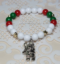 Load image into Gallery viewer, Youth Santa Glass Bracelet size 6.5&quot;