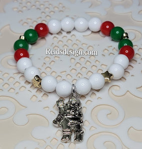 Youth Santa Glass Bracelet size 6.5"