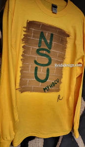 Hand Painted Long Sleeve "NSU" T-Shirt by Reids' Design Men Medium/ Women Large