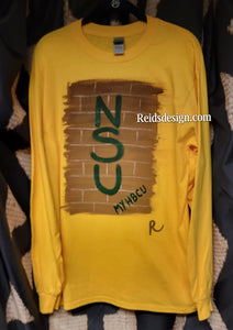 Hand Painted Long Sleeve "NSU" T-Shirt by Reids' Design Men Medium/ Women Large