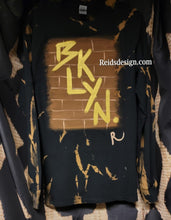Load image into Gallery viewer, Reids&#39; Design Hand Painted BKLYN Brick Wall Bleach Tie Dye Long Sleeve T-Shirt (Medium Men / Large Women)