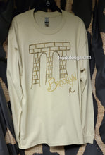 Load image into Gallery viewer, New...Brooklyn Bridge Hand Painted Off White Bronze and Gold  Long Sleeve by Reids&#39; Design ( size Men Large / Women XL )