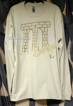 Load image into Gallery viewer, New...Brooklyn Bridge Hand Painted Off White Bronze and Gold  Long Sleeve by Reids&#39; Design ( size Men Large / Women XL )