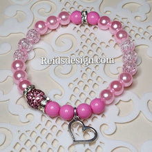 Load image into Gallery viewer, &quot;❤️&quot; Heart charm Acrylic Beaded Bracelet (size 7.5&quot;)