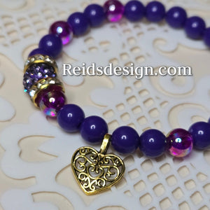 "❤️" Heart charm Acrylic Beaded Bracelet (size 7.5")