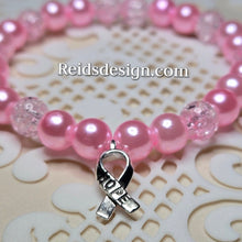 Load image into Gallery viewer, Breast Cancer Awareness Acrylic Bead Bracelet ( size 7.5&quot;)