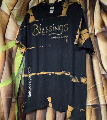 New BLESSINGS  Hand Painted Handmade Bleach Tie Dye T-shirt Men Large / Women XL
