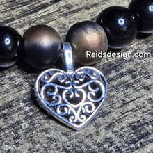 Load image into Gallery viewer, New Graduation and Heart Black Glass and Charm Bracelet (size 7.5 inches)