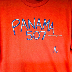 "Panama 507 " Hand Painted T-Shirts by Reids' Design.  (Size Men L / Women XL)