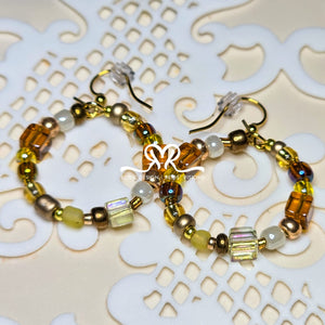 Glass Seed Bead Wrap Bracelet  and Hoop Earrings