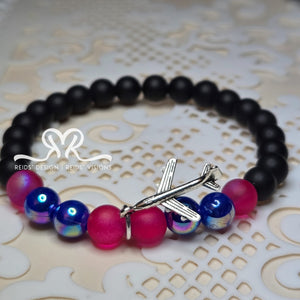 Glass and Acrylic beads  Airplane Bracelet ( size 7.5")