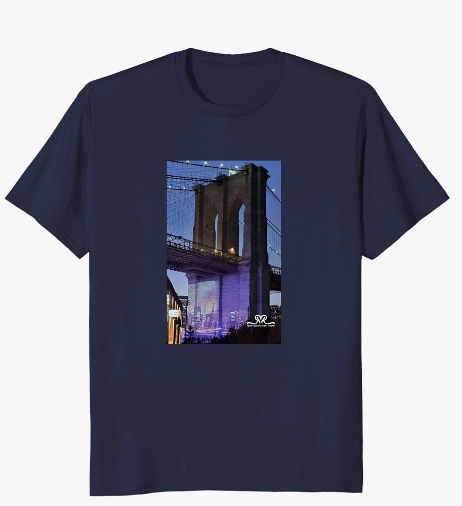New Navy Brooklyn Bridge T-Shirt ( size mens XL / ladies size 2XL) photo taken by Reids' Visions