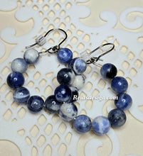 Load image into Gallery viewer, New 6mm Sodalite Gemstone Earrings Small Hoop