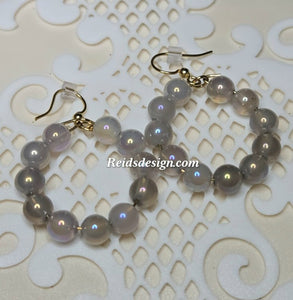 New 6mm Gray Agate Earrings Small Hoop