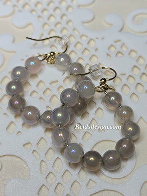 New 6mm Gray Agate Earrings Small Hoop